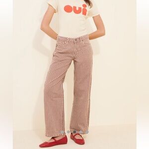 Striped Red and White Women's Pants